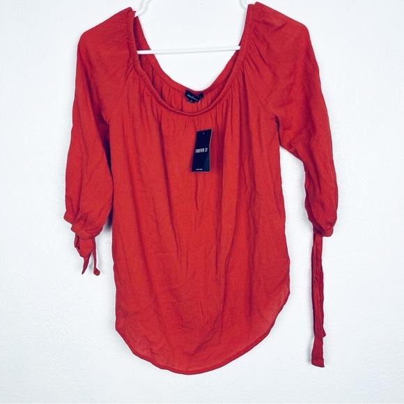 NWT forever 21 ambiance size L rust off shoulder blouse - Picture 1 of 5